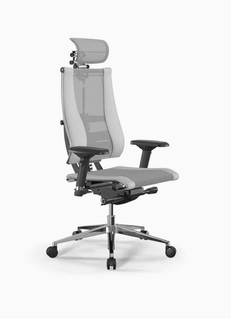 Кресло Метта Y 4D Free B2-14D/0988404 (сетка TS YM93 светло-серая/экокожа Infinity Easy Clean белая)